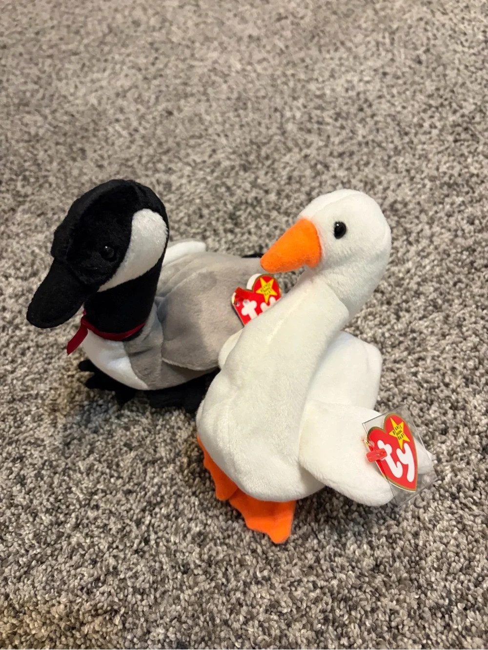 Lot of 2 vintage TY beanie babies Gracie & Loosy swan and goose